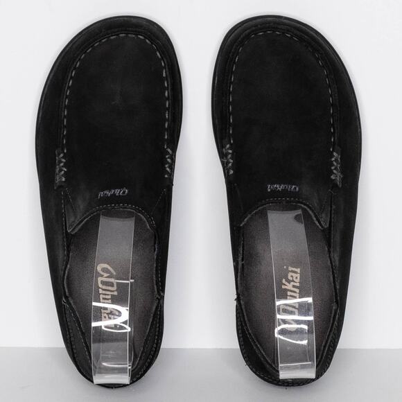 Olukai Boys Moloa Loafer Shoes Slip On Comfort Leather Youth Black Size 1 | AR - Picture 5 of 6